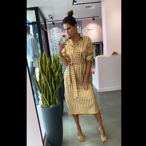 NWT SamsøeSamsøe Amara Belted Collared Shirt Dress - Picture 2 of 12